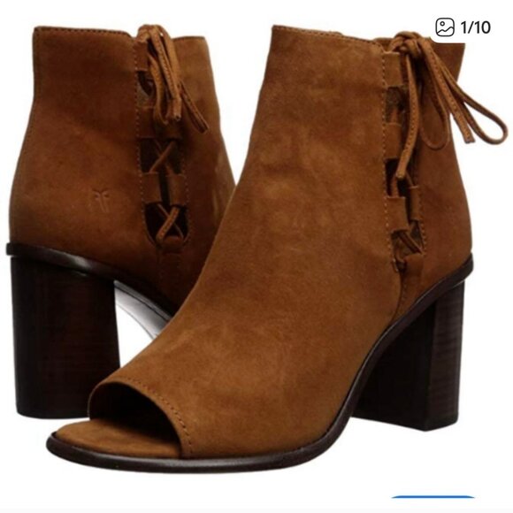 NEW FRYE GENUINE SUEDE amy ghillie open toe boots 10 - Picture 1 of 1